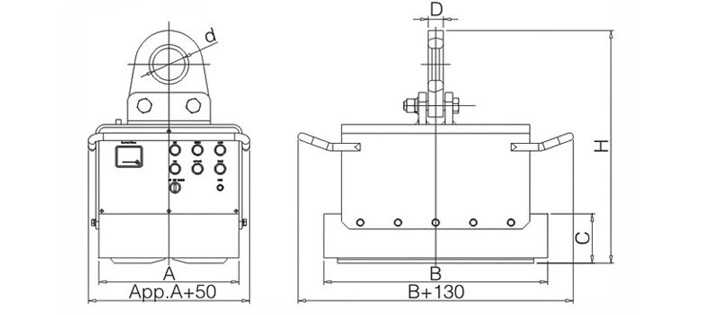 充電式電永磁起重器結(jié)構(gòu)尺寸圖片