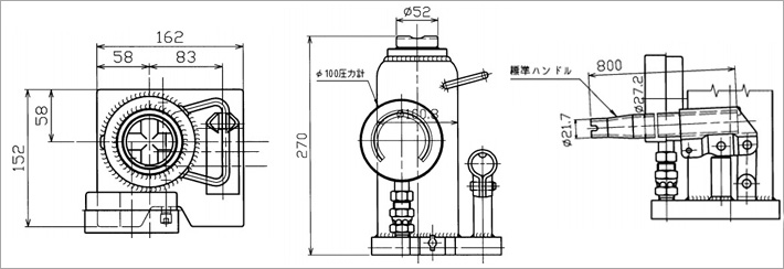 MH-20P帶表式液壓千斤頂尺寸圖片