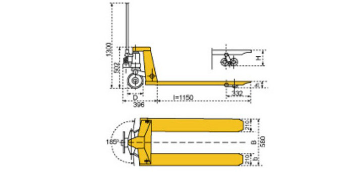 重載型手動(dòng)液壓搬運(yùn)車尺寸參數(shù)圖片