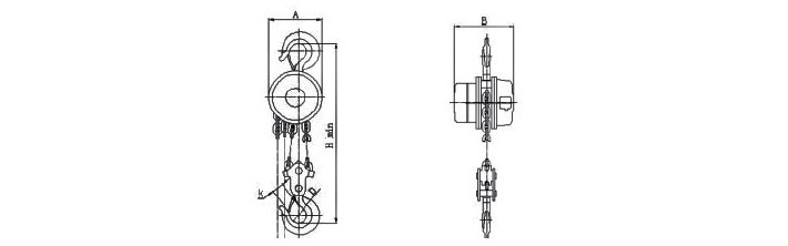 DHS-K快速環(huán)鏈提升機結(jié)構(gòu)尺寸圖片