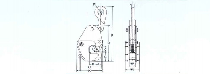 GD型鷹牌橫吊鋼板鉗結(jié)構(gòu)尺寸圖片