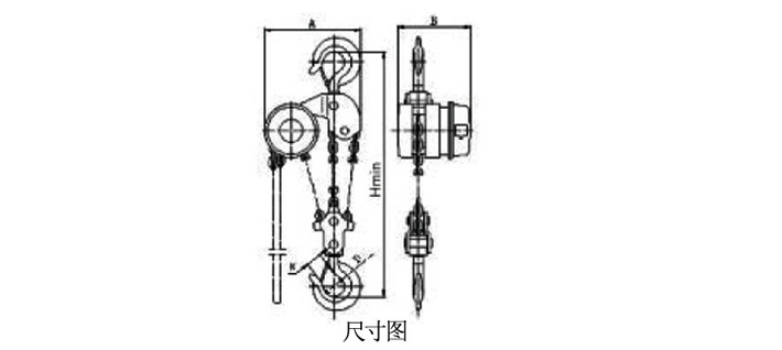 慢速電動(dòng)環(huán)鏈提升機(jī)結(jié)構(gòu)尺寸圖片