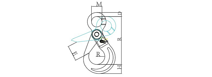80級(jí)眼型自鎖吊鉤SLR-081結(jié)構(gòu)尺寸圖片