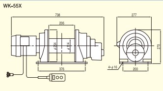 MAW型TKK低速電動(dòng)卷揚(yáng)機(jī)尺寸圖一