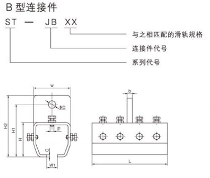 B型滑軌連接件尺寸圖