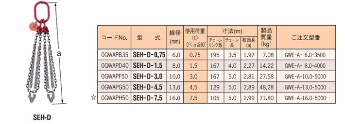 SEH-D型雙腿鏈條索具（直接式）